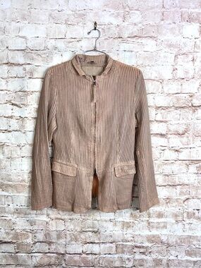 Bano eeMee Natural Cut-Away Leather Jacket Blazer Size Small in Natural Tan